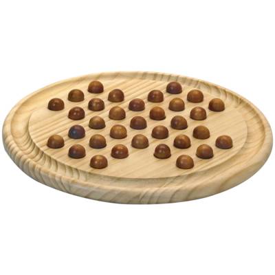 Jeu du Solitaire : plateau et pions en bois D 29cm - L'ARBRE A JOUER