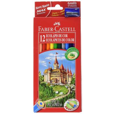 Etui de 12 Crayons de Couleur CASTLE Héxagonaux Assortis Avec Taille-Crayons - FABER-CASTELL