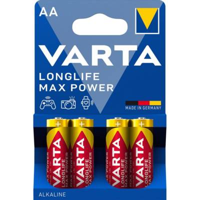 Pack de 4 piles Longlife Max Power AA Mignon LR06 - VARTA