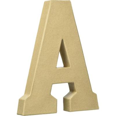 Support en papier brun mâché 20 cm, Lettre majuscule A - DÉCOPATCH