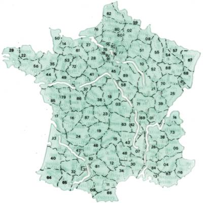Carte billographe n° 12 France départements - MINERVA