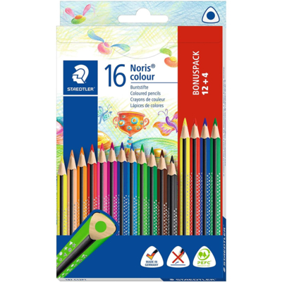 Etui de 12 + 4 Crayons de couleur triangulaire Noris colour - STAEDTLER