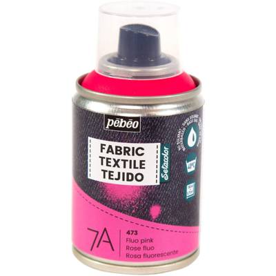 Peinture en Spray 7A - 100ml Spécial Textiles Naturels et Synthétiques ROSE FLUO - PÉBÉO