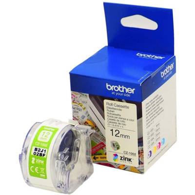 CZ1002 Ruban Zero-Ink 12 mm x 5 m blanc - BROTHER