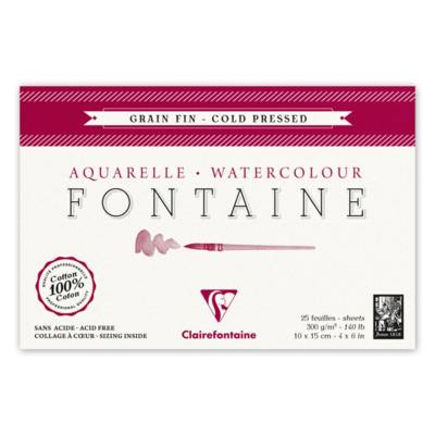 Bloc Fontaine 25 feuilles grain fin 10x15 300g Carte Postale encollé 4 côtés - CLAIREFONTAINE