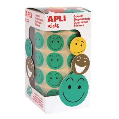 Rouleau de gommettes D 20mm - Sourire Vert - 900 pcs - APLI-AGIPA