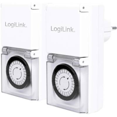 Lot de 2 minuteurs mécaniques IP44 Extérieur Blanc - LOGILINK