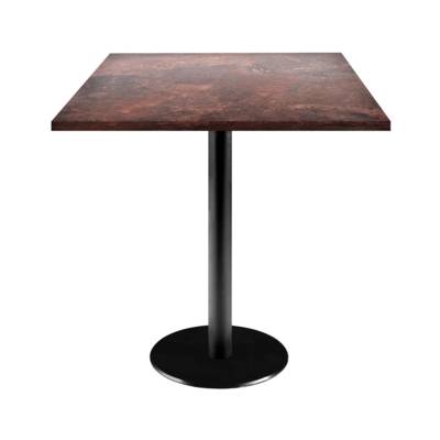 Table pied noir 70x70cm rouille roc - intérieur - RestooTab