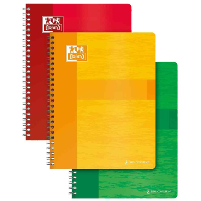 Cahier à Spirale 24x32cm Quadrillé 5x5 180 pages 90g Coloris Aléatoire - Oxford