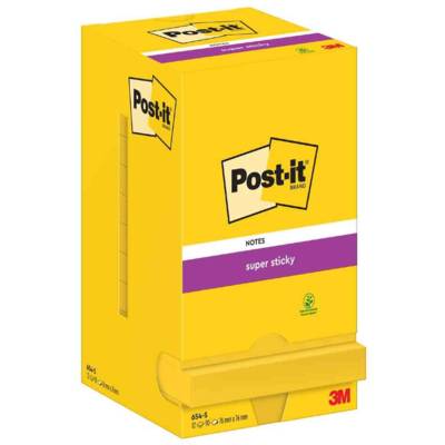 Bloc-note adhésif Super Sticky Notes 76 x 76 mm jaune - Post-it