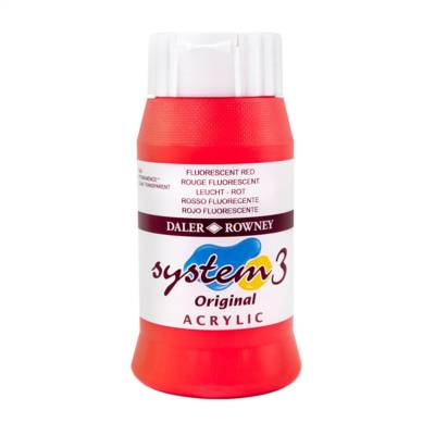 Flacon 500ml Peinture Acrylique System Rouge Fluorescent - DALER ROWNEY