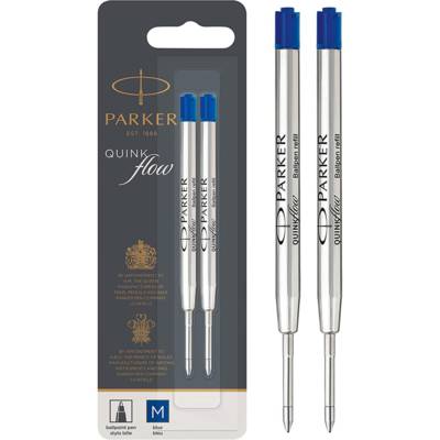 Lot de 2 Recharges QUINKflow Stylo Bille Pointe Moyenne Bleue - PARKER