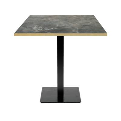Table pied noir 70x70cm pierre metallisee chants laiton - intérieur - RestooTab