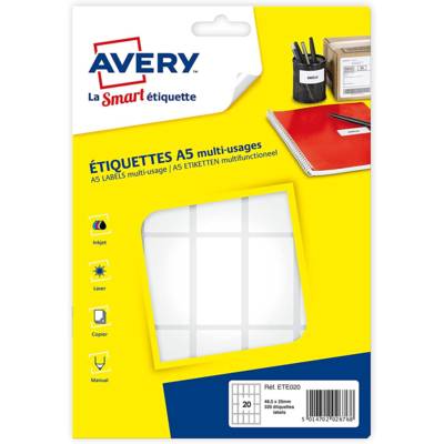 Sachet de 320 étiquettes multi-usage blanches 48,5 x 25 mm - AVERY