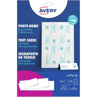 Paquet de 20 chevalets imprimables 190g - format 210 x 60 mm - AVERY ZWECKFORM