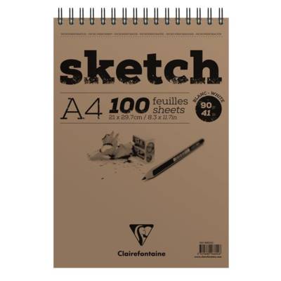 Bloc Sketch croquis spiralé 21x29,7 90g 100 feuilles - CLAIREFONTAINE