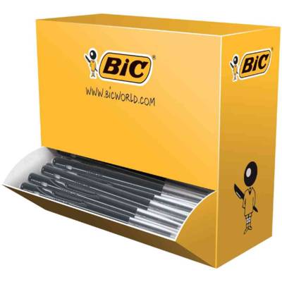 Pack 100 Stylos Bille Rétractable M10 Clic Pointe Moyenne Noir - BIC