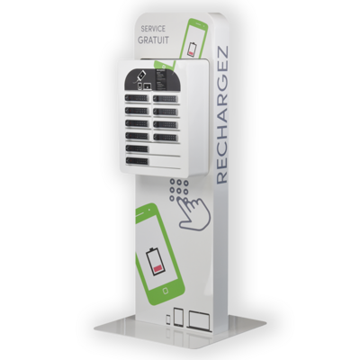 Borne de recharge sur pied 10 casiers  (8 smartphones/tablettes + 2 ordinateurs).Intégral 10 Plus - ChargeBox France