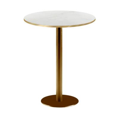 Mange-debout pied Doré Ø60cm marbre paros chants laiton - intérieur - RestooTab