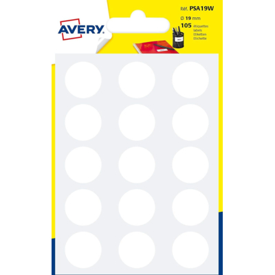 Sachet de 105 pastilles Ø19 mm Ecriture manuelle Coloris blanc - Avery