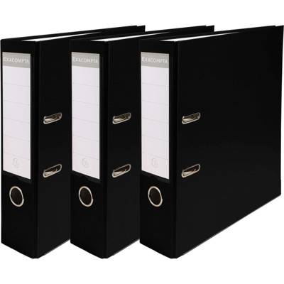 Jeu de 3 classeurs à levier Premium, A4, 80 mm, noir - EXACOMPTA