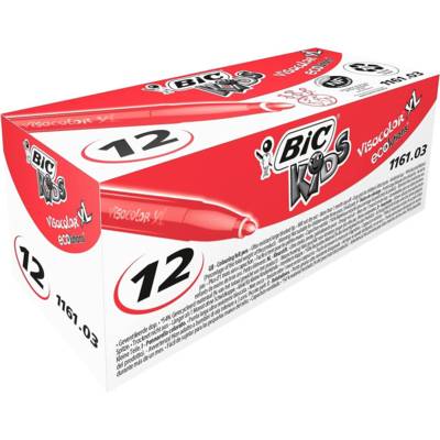 Boîte de 12 feutres de coloriage KIDS VISACOLOR XL Pte large Bloquée Rouge - BIC