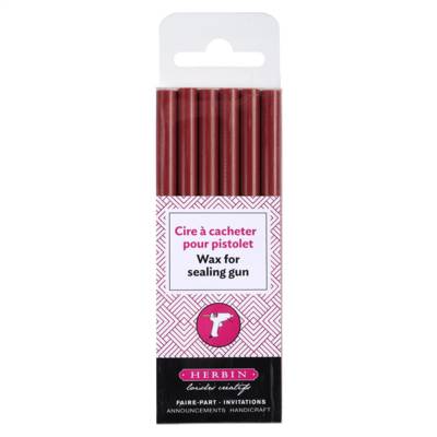 Etui de 6 Batons de cire pour pistolet - cerise - HERBIN