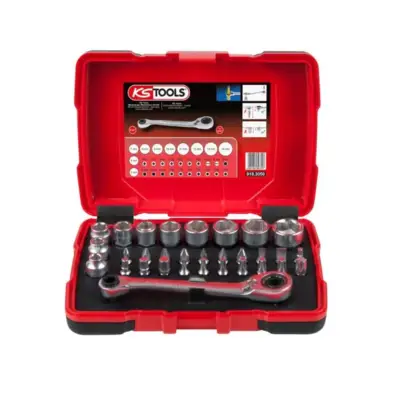 Coffret de douilles et d'embouts de visage 1/4" + 11 mm KS TOOLS - 31 pièces - 918.3050 - KSTOOLS