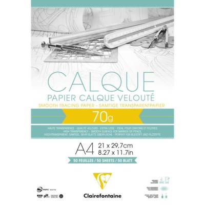 Bloc 50 feuilles calque supérieur A4 70/75g - CLAIREFONTAINE