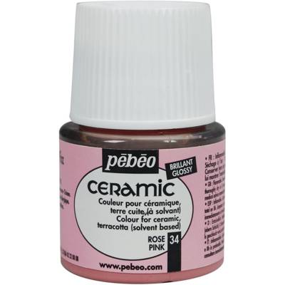 Flacon 45 ml peinture CERAMIC faïence et multi support ROSE - PÉBÉO