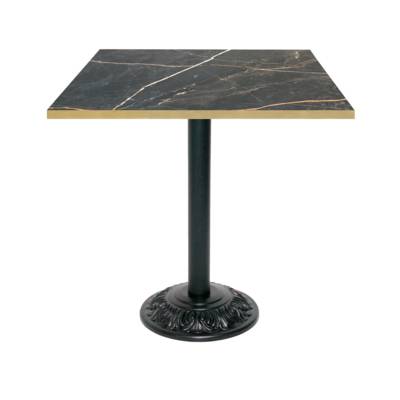 Table pied noir 70x70cm marbre samas chants laiton - intérieur - RestooTab