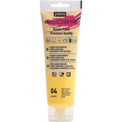 Tube 120ml Peinture Acrylique Décocrème Mat JAUNE - PÉBÉO