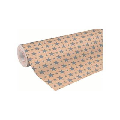 Rouleau Papier Cadeau Kraft 0,7 x 50 m noel étoiles argent - CLAIREFONTAINE