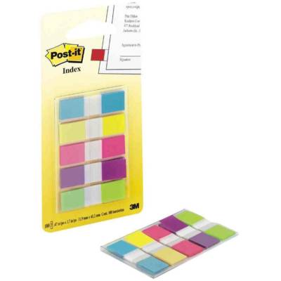 Index Mini 11,9 x 43,2mm distributeur de 100 en 5 lots de 20 couleurs vives - POST-IT