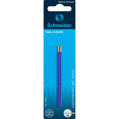 Lot de 2 recharges stylo bille Take 4 Refill pointe moyenne bleue - Schneider