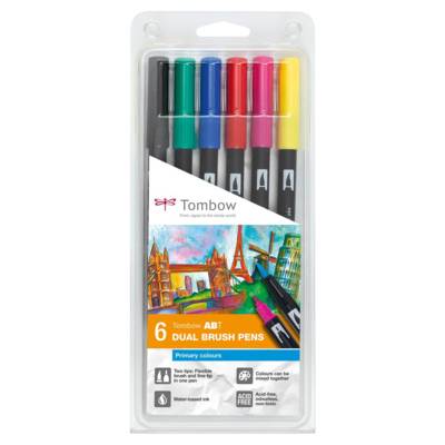 Feutre Dessin Double Pointe ABT Set de 6 couleurs primaires - TOMBOW