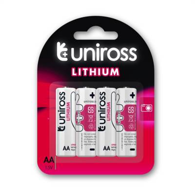 Pack de 4 Piles Lithium AA-FR6, L91 IEC-FR14505 1,5V - UNIROSS