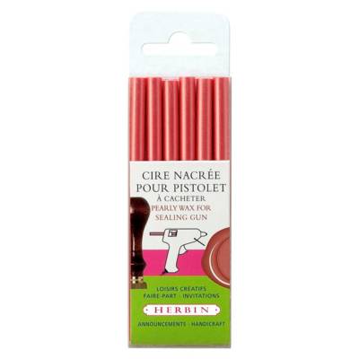 6 Batons de cire nacrée pour pistolet - Vieux rose - HERBIN