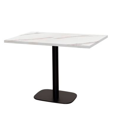 Table pied noir 120x70cm marbre blanc - intérieur - RestooTab