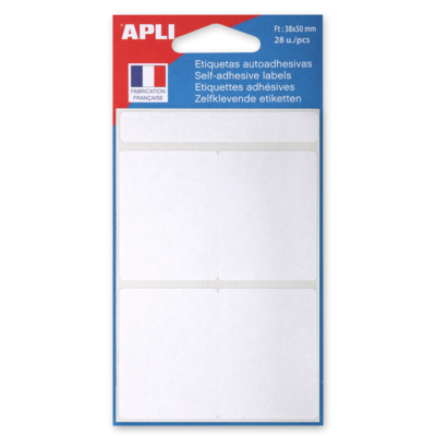 Etui de 28 étiquettes multifonctions, 38 x 50 mm, blanches - Apli-Agipa