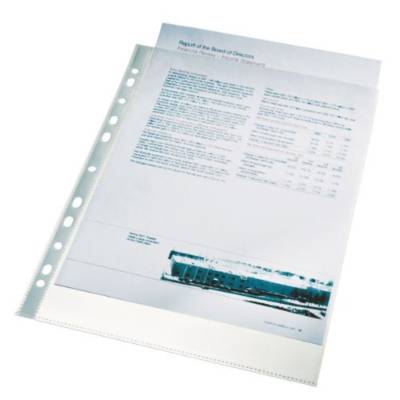 Pochettes perforées en Polypropylène lisse A4 60 μ Transparent Lot de 100 - ESSELTE