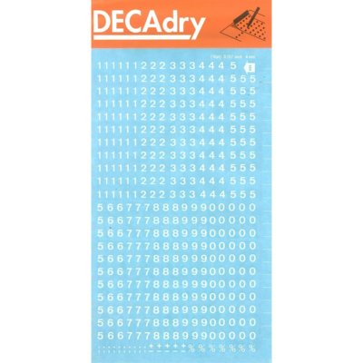 Chiffres Transferts (1 Feuille) DDB6F 4 mm Blanc - Apli-Agipa
