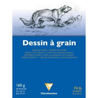 Bloc dessin grain fin encollé 24x32 20 feuilles 160g - CLAIREFONTAINE