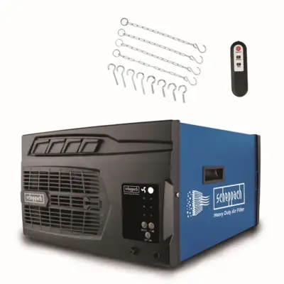 Purificateur d'air HDA-14 - 740 m³/h de capacité - 3 Niveaux de Filtration jusqu'à 1 μm - Contrôle à distance & Suspension murale - Pour atelier jusqu'à 400m² - SCHEPPACH - 5903001901