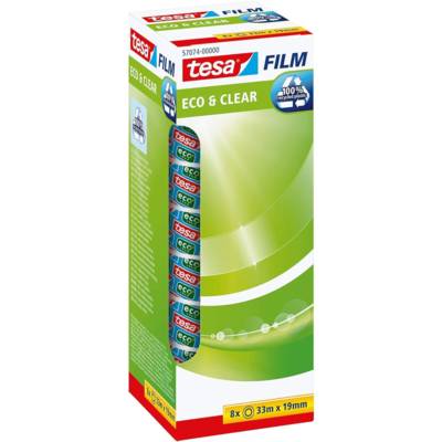 Pack Eco 8 Films Rubans Adhésif Eco & Clear 19 mm x 33 m - TESA