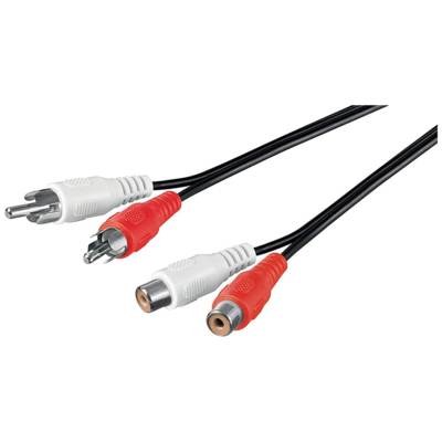 Rallonge Câble Cinch 2 x RCA Mâle/Femelle 1,5 m, noire - GOOBAY
