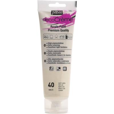 Tube 120ml Peinture Acrylique Décocrème Mat LIN - PÉBÉO