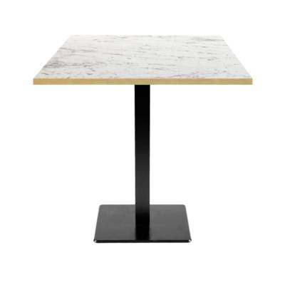 Table pied noir 70x70cm calacatta chants laiton - intérieur - RestooTab