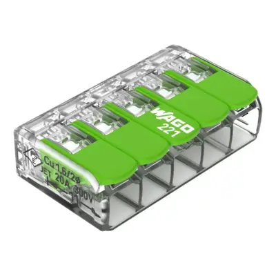 Borne à leviers série 221 avec 5 fils CAGE CLAMP® - WAGO - bte 25 - 221-425