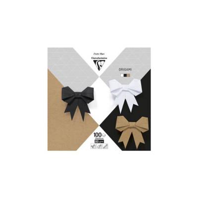 Pochette Origami 100 feuilles - Assortiment neutre - CLAIREFONTAINE